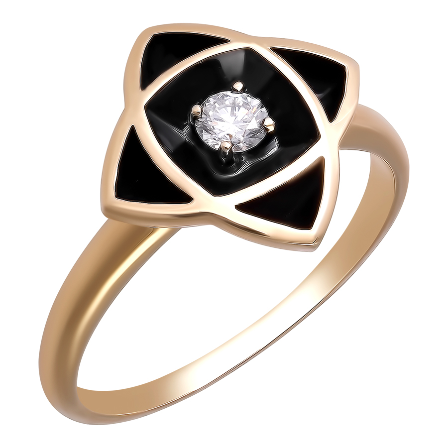 Кольцо, золото, бриллиант, желтый, Зк-7912